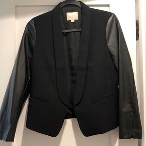 Ann Taylor Loft Black Blazer w/Leather Sleeve Sz4P